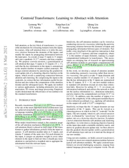 Centroid Transformers: Learning to Abstract with Attention