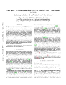 Variational Autoencoder for Speech Enhancement with a Noise-Aware
  Encoder