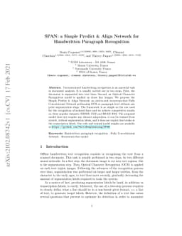 SPAN: a Simple Predict & Align Network for Handwritten Paragraph
  Recognition