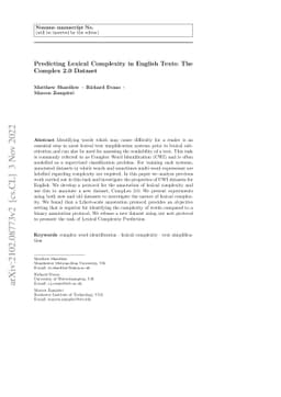 Predicting Lexical Complexity in English Texts: The Complex 2.0 Dataset