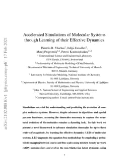 Accelerated Simulations of Molecular Systems through Learning of their
  Effective Dynamics