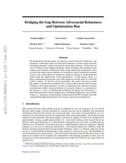 Bridging the Gap Between Adversarial Robustness and Optimization Bias