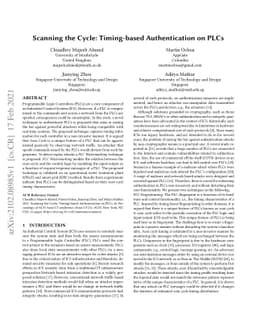 Scanning the Cycle: Timing-based Authentication on PLCs