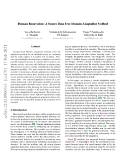 Domain Impression: A Source Data Free Domain Adaptation Method