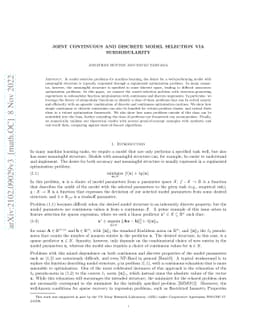 Joint Continuous and Discrete Model Selection via Submodularity