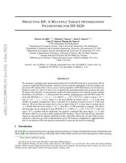 Proactive DP: A Multple Target Optimization Framework for DP-SGD