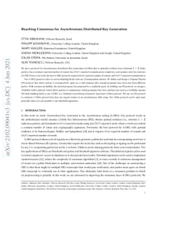 Reaching Consensus for Asynchronous Distributed Key Generation
