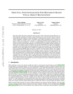 Grid Cell Path Integration For Movement-Based Visual Object Recognition