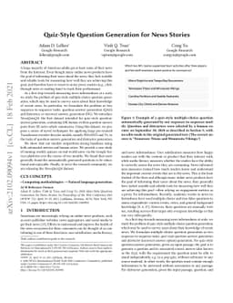 Quiz-Style Question Generation for News Stories