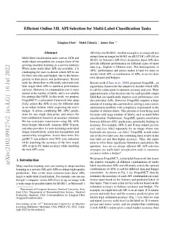 Efficient Online ML API Selection for Multi-Label Classification Tasks