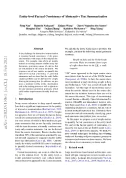 Entity-level Factual Consistency of Abstractive Text Summarization