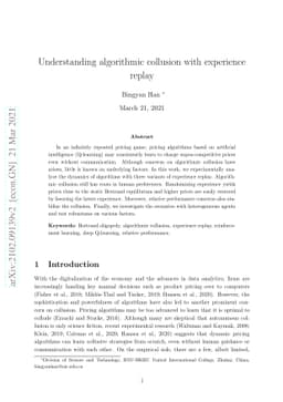 Understanding algorithmic collusion with experience replay