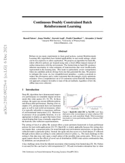 Continuous Doubly Constrained Batch Reinforcement Learning