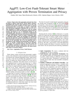 AggFT: Low-Cost Fault-Tolerant Smart Meter Aggregation with Proven
  Termination and Privacy