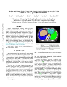 SLAKE: A Semantically-Labeled Knowledge-Enhanced Dataset for Medical
  Visual Question Answering