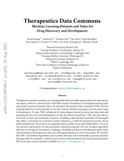 Therapeutics Data Commons: Machine Learning Datasets and Tasks for Drug
  Discovery and Development