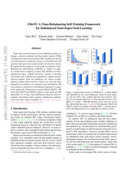 CReST: A Class-Rebalancing Self-Training Framework for Imbalanced
  Semi-Supervised Learning