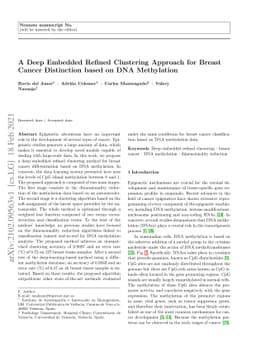 A Deep Embedded Refined Clustering Approach for Breast Cancer
  Distinction based on DNA Methylation