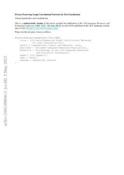 Privacy-Preserving Graph Convolutional Networks for Text Classification