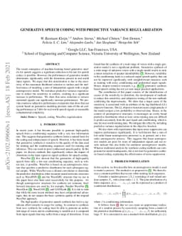 Generative Speech Coding with Predictive Variance Regularization