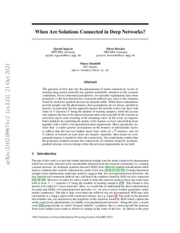 When Are Solutions Connected in Deep Networks?