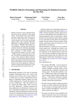 WebRED: Effective Pretraining And Finetuning For Relation Extraction On
  The Web