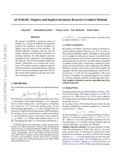 AI-SARAH: Adaptive and Implicit Stochastic Recursive Gradient Methods