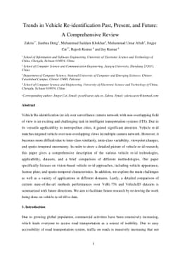 Trends in Vehicle Re-identification Past, Present, and Future: A
  Comprehensive Review