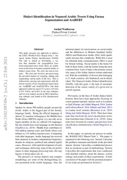 Dialect Identification in Nuanced Arabic Tweets Using Farasa
  Segmentation and AraBERT