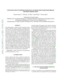 Unit selection synthesis based data augmentation for fixed phrase
  speaker verification