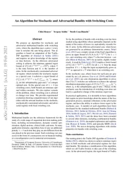 An Algorithm for Stochastic and Adversarial Bandits with Switching Costs