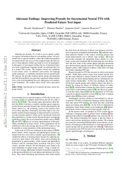 Alternate Endings: Improving Prosody for Incremental Neural TTS with
  Predicted Future Text Input