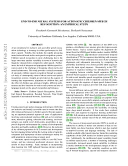 End-to-End Neural Systems for Automatic Children Speech Recognition: An
  Empirical Study