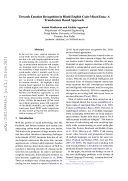 Towards Emotion Recognition in Hindi-English Code-Mixed Data: A
  Transformer Based Approach