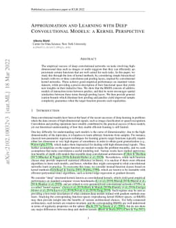 Approximation and Learning with Deep Convolutional Models: a Kernel
  Perspective