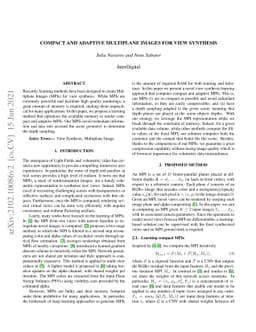 Compact and adaptive multiplane images for view synthesis