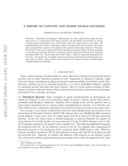 A theory of capacity and sparse neural encoding