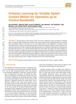 Imitation Learning for Variable Speed Contact Motion for Operation up to
  Control Bandwidth