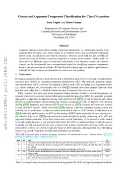 Contextual Argument Component Classification for Class Discussions