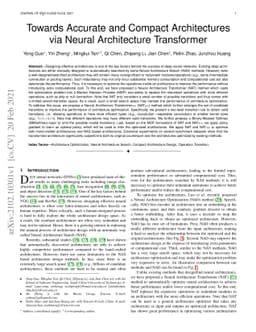 Towards Accurate and Compact Architectures via Neural Architecture
  Transformer