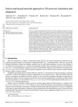 End-to-end neural network approach to 3D reservoir simulation and
  adaptation