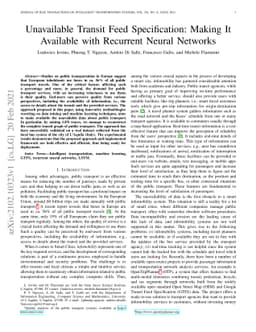 Unavailable Transit Feed Specification: Making it Available with
  Recurrent Neural Networks