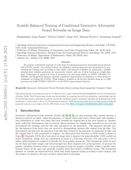 Scalable Balanced Training of Conditional Generative Adversarial Neural
  Networks on Image Data