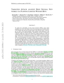 Targeted Attack against Deep Neural Networks via Flipping Limited Weight
  Bits
