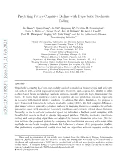 Predicting Future Cognitive Decline with Hyperbolic Stochastic Coding