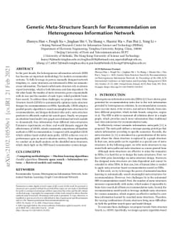 Genetic Meta-Structure Search for Recommendation on Heterogeneous
  Information Network