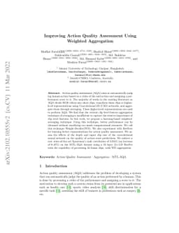 Improving Action Quality Assessment using Weighted Aggregation
