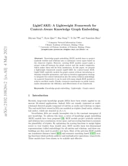 LightCAKE: A Lightweight Framework for Context-Aware Knowledge Graph
  Embedding