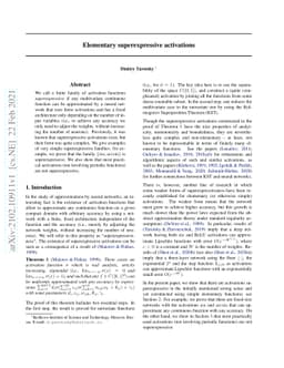 Elementary superexpressive activations