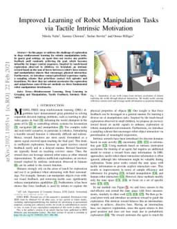 Improved Learning of Robot Manipulation Tasks via Tactile Intrinsic
  Motivation